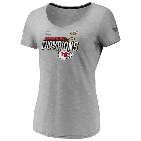 Kansas City Chiefs Super Bowl LIV Champions Women’s V-Neck T-Shirt - Picture 1 of 4